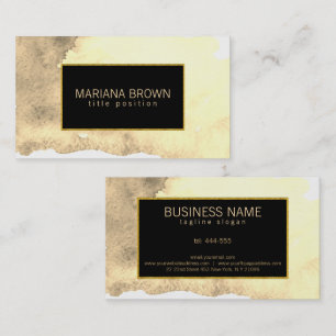 Beige Watercolor Background Gold Frame Business Card