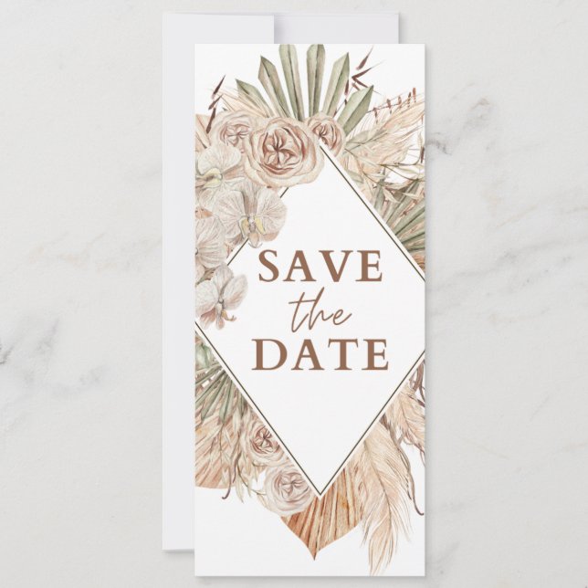 Beige Watercolor Boho Save Date Wedding Invitation (Front)