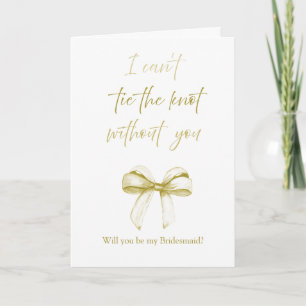 Beige Watercolor Bow Wedding Party Proposal Card