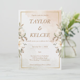 Beige Watercolor Floral CUSTOMIZABLE Wedding Invitation