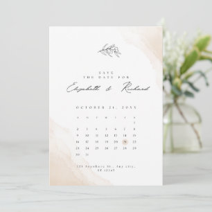 Beige Watercolor Minimalist Elegant Save The Date