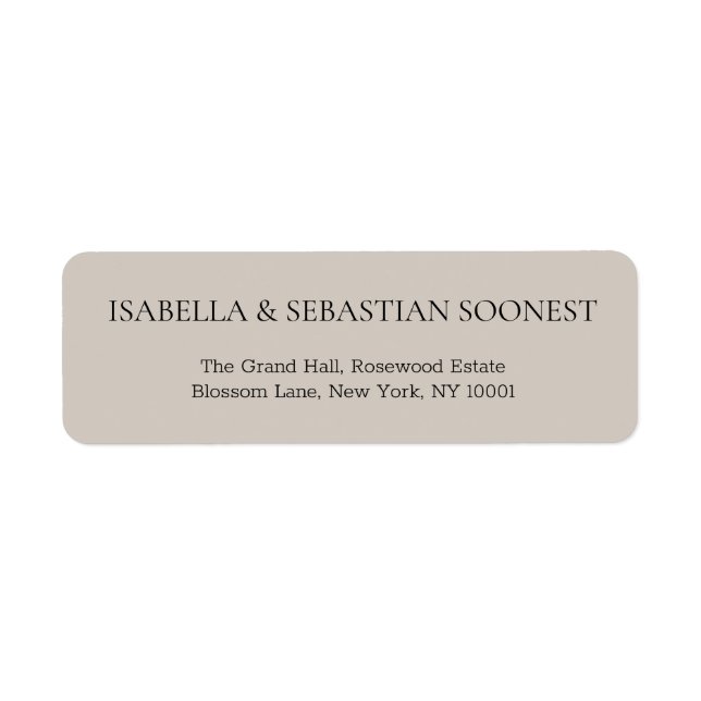 Beige Wedding Address Return Address Label (Front)