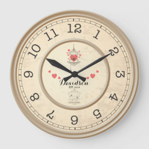 Beige Wedding & Anniversary Personalized Wall Large Clock
