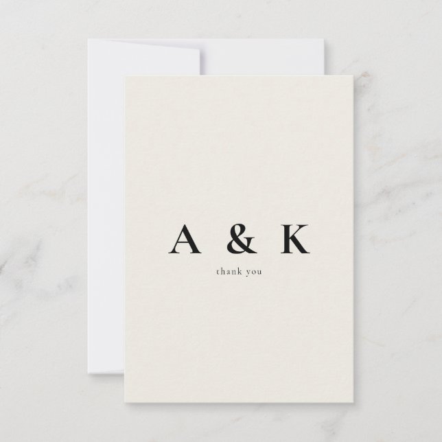 Beige Wedding Blank Thank You Card (Front)