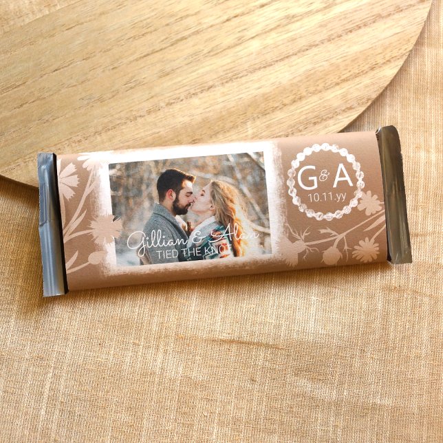 Beige Wedding DIY Budget Candy Bar Wrapper (beige light brown white wedding candy bar wrapper, custom personalized chocolate bar label monogram)