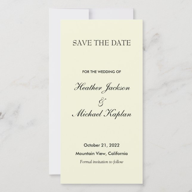 Beige Wedding Professional Minimalist Save The Date (Front)