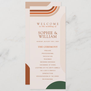 Beige Wedding Program cards, Arch Abstract Boho