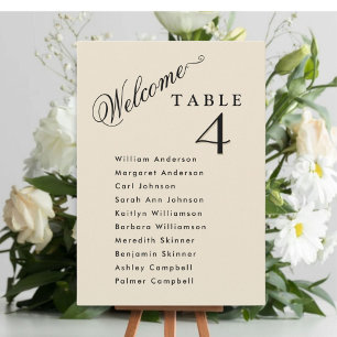 Beige, Wedding Seating Plan Cards with Guest Names