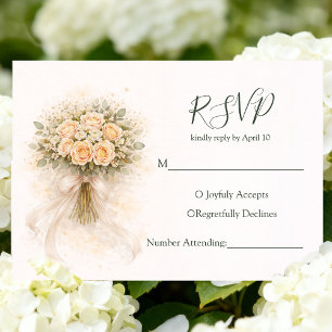 Beige Whimsical Watercolor Romantic Couple  RSVP Card