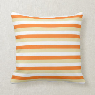 Beige, White and Orange Stripes Cushion