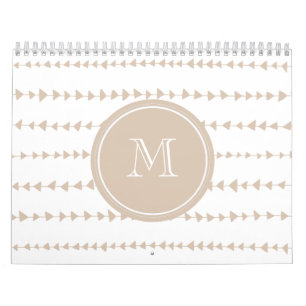 Beige White Aztec Arrows Monogram Calendar
