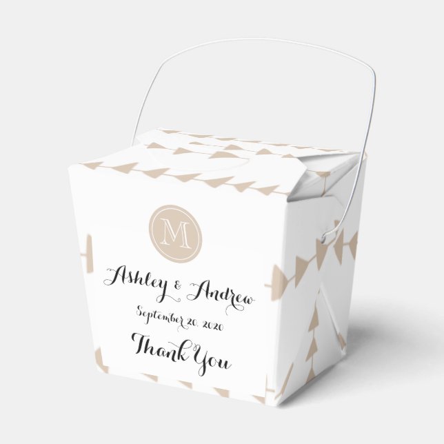 Beige White Aztec Arrows Monogram Favour Box (Front Side)