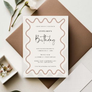 Beige White Border Bridal Shower Invitation