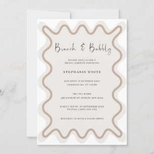 Beige White Border Brunch and Bubbly Invitation
