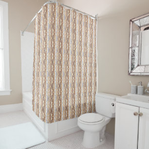 Beige White Brown Striped Pattern Shower Curtain