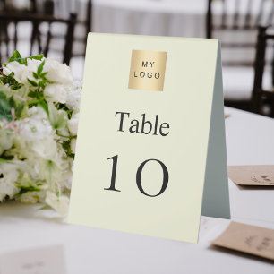 Beige white business logo table number