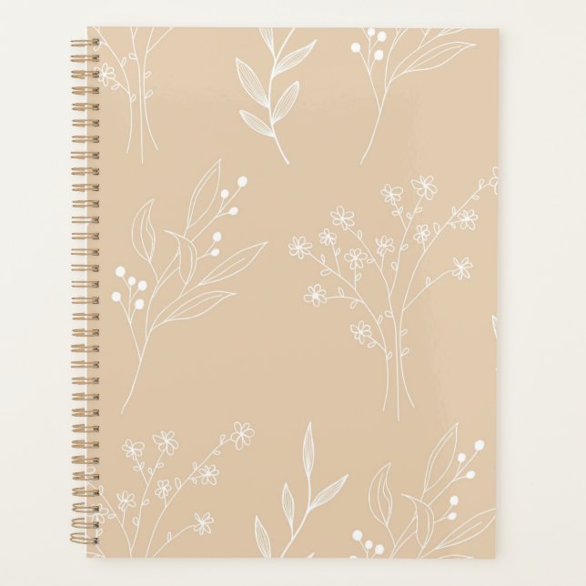 Beige White Corner Floral Boho Wedding Planner (Front)