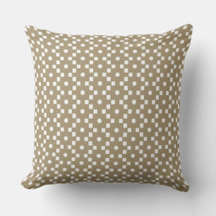Beige & White Cross Geometric Pattern Cushion
