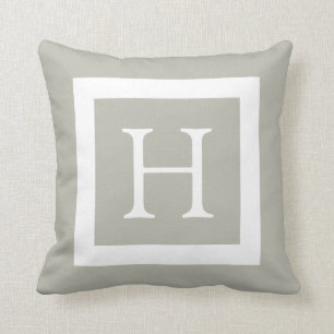 Beige White Custom Monogram Cushion