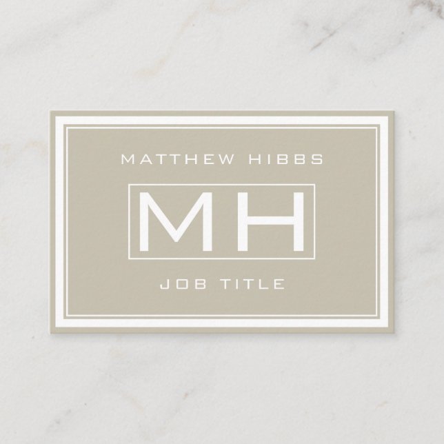 Beige & White Elegant Business Card (Front)