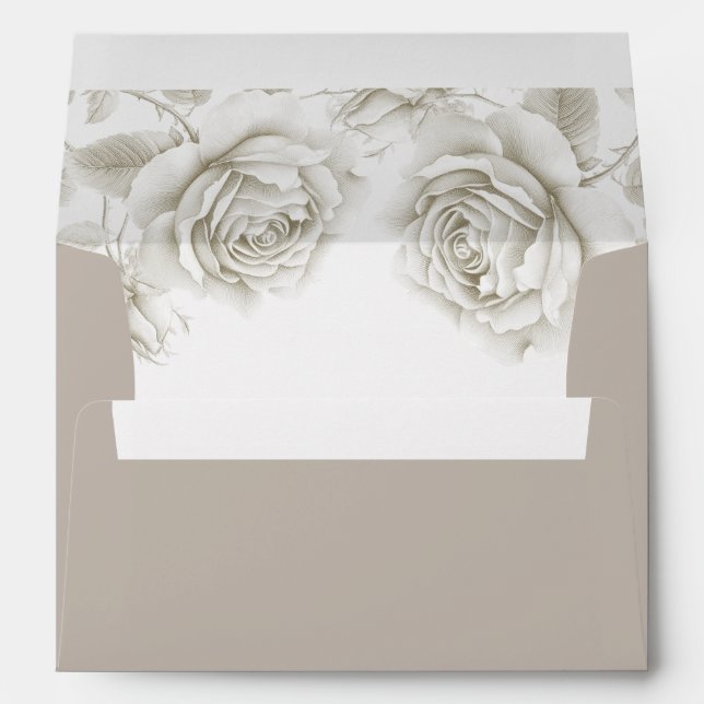 Beige & White Floral Elegant Wedding Envelope (Back (Bottom))