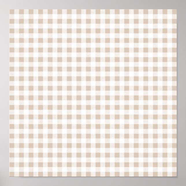 Beige White Gingham Pattern Poster (Front)