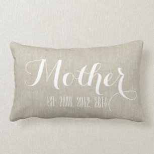Beige White Linen Personalised Mother's Day Gift Lumbar Cushion