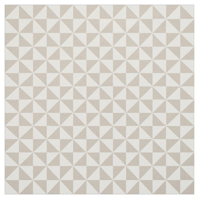 Beige White Modern Triangles Pattern Fabric (Swatch)