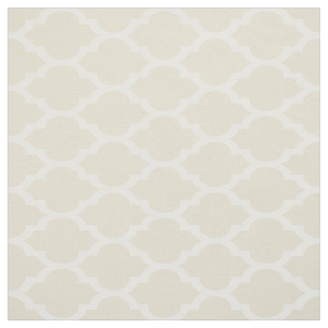 Beige, White Moroccan Quatrefoil Pattern #4 Fabric (Swatch)