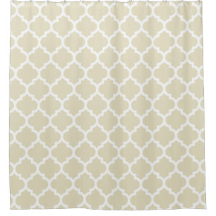 Beige White Moroccan Quatrefoil Pattern #5 Shower Curtain