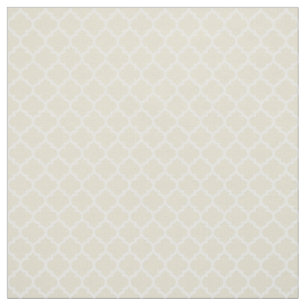 Beige, White Moroccan Quatrefoil Pattern #5 Sz3 Fabric
