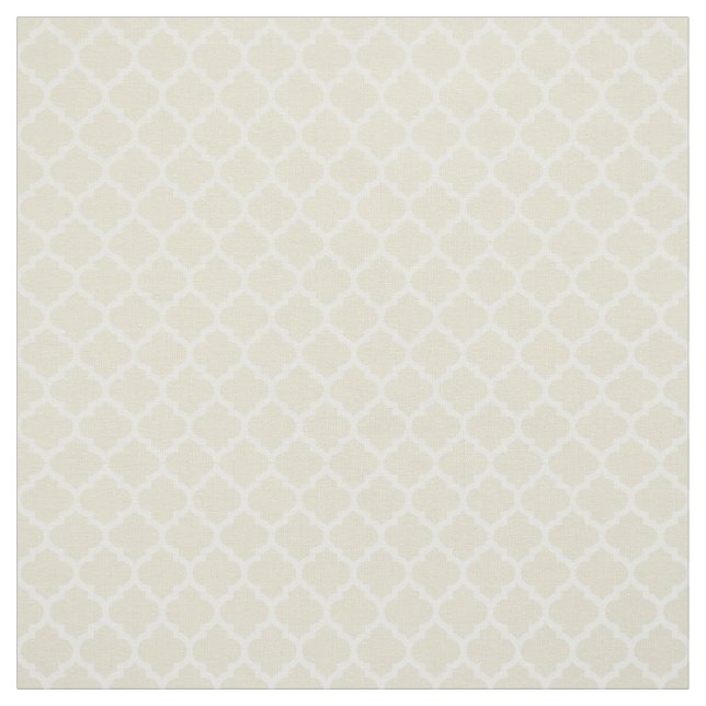 Beige, White Moroccan Quatrefoil Pattern #5 Sz3 Fabric (Swatch)