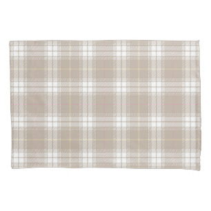 Beige White Pink Tartan Plaid Pattern Rustic  Pillowcase