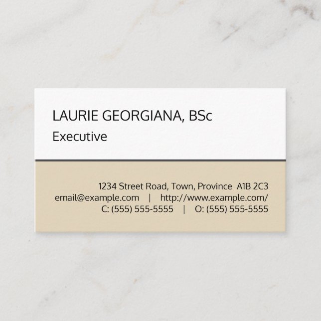 Beige, White, Simple Professional Business Card (Front)