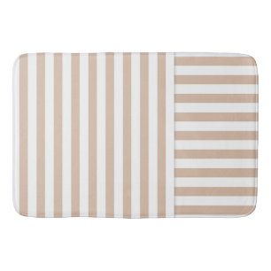 beige white stripe pattern bath mat