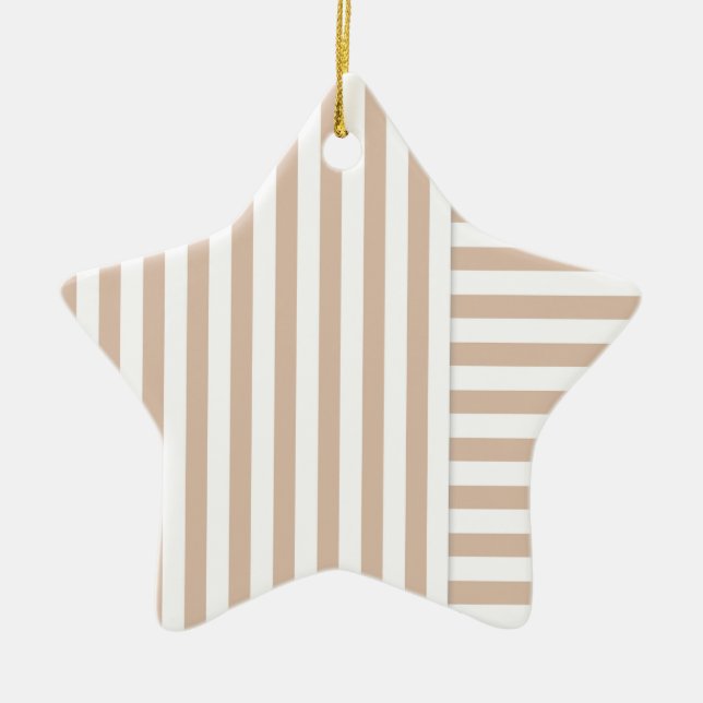 beige white stripe pattern ceramic ornament (Front)