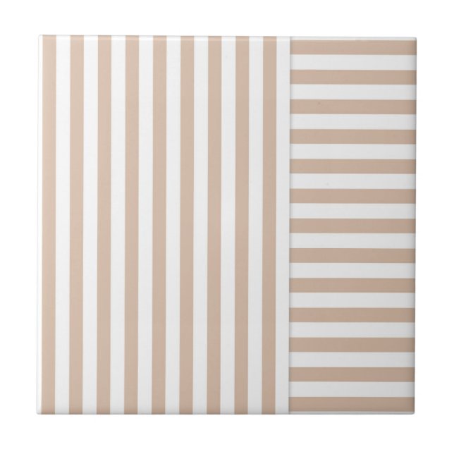 beige white stripe pattern ceramic tile (Front)