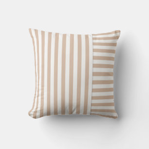 beige white stripe pattern cushion
