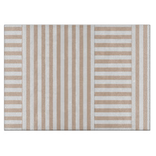beige white stripe pattern cutting board
