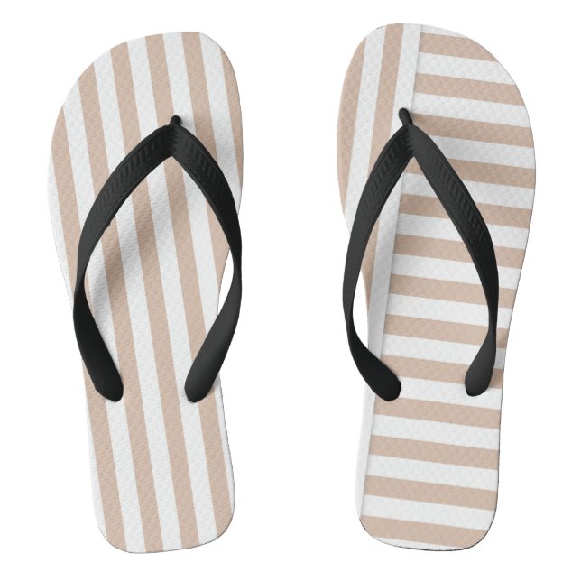 beige white stripe pattern thongs (Footbed)