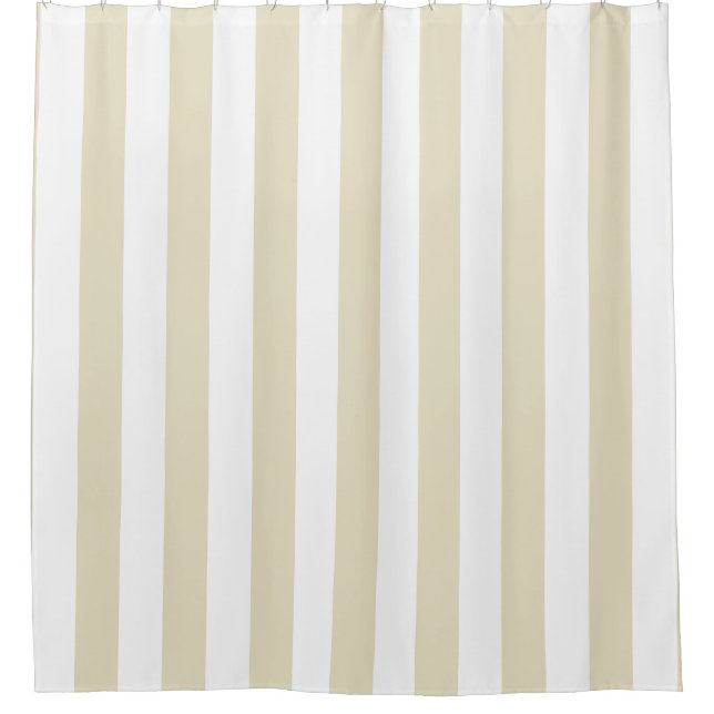 Beige White Vertical Stripe NL #1 Shower Curtain (Front)
