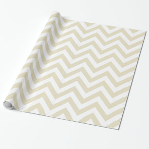 Beige White XL Chevron ZigZag Pattern Wrapping Paper