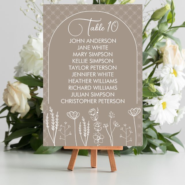 Beige Wildflower Bohemian Arch Wedding Table Number (Creator Uploaded)