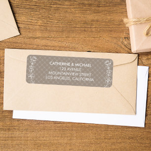 Beige Wildflower Bohemian Wedding  Return Address Label
