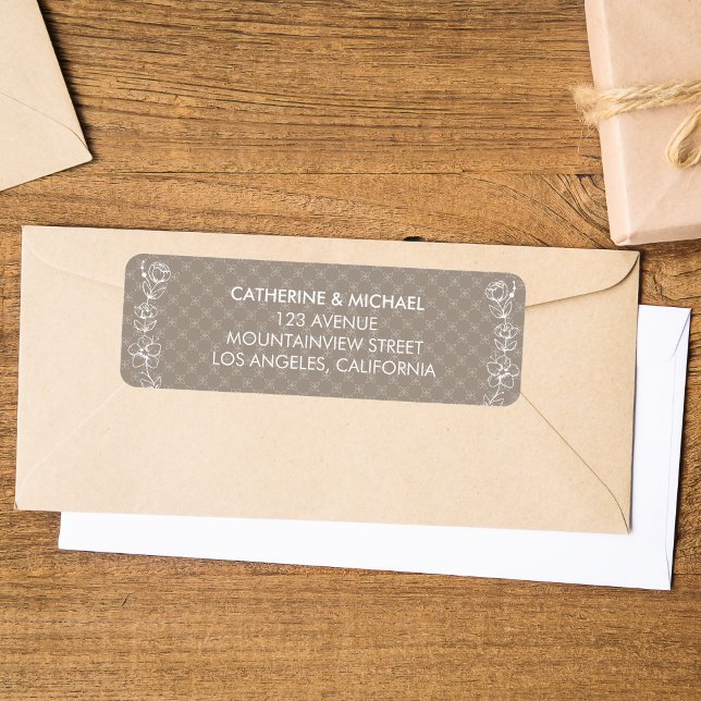 Beige Wildflower Bohemian Wedding  Return Address Label (Creator Uploaded)