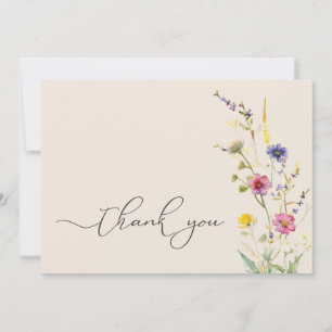 Beige Wildflower Spring Floral Baby Shower Thank You Card