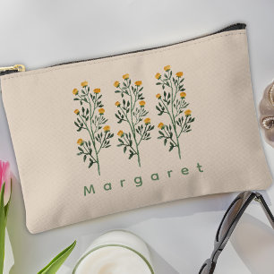 Beige Wildflowers Elegance Boho Trendy Accessory Pouch