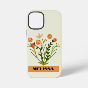 Beige Wildflowers Minimal Black Modern Typography  iPhone 12 Mini Case