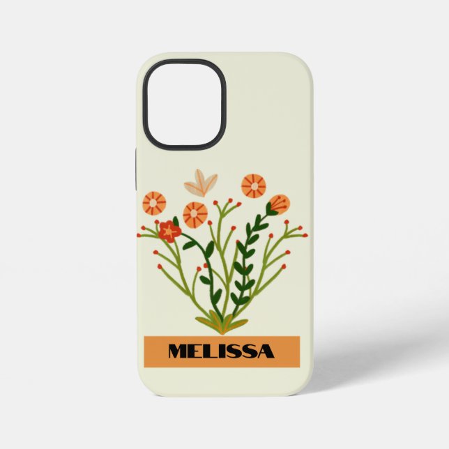 Beige Wildflowers Minimal Black Modern Typography  iPhone Case (Back)