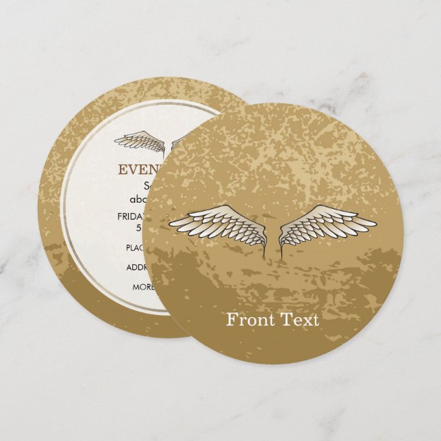 Beige wings invitation (Front/Back)